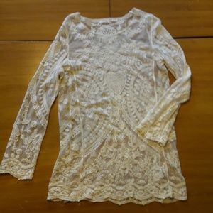 Phase One creme Lace mesh top tunic